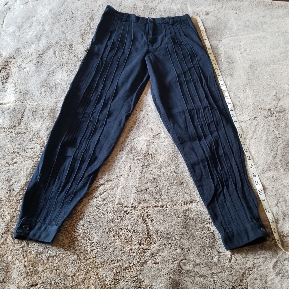 Gaucho Navy Pleated Ankle Cuffed Pants 100% Cotton Pants size 2